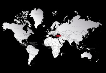 siyah zemin üzerine dünya haritası…